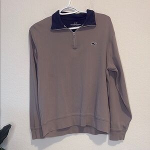 Vineyard Vines Gray Quarter-Zip Sweater Small 100% cotton